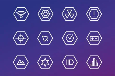 Outline vector UI technology icons set イラスト素材