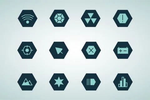 Outline vector UI technology icons set 库存插图