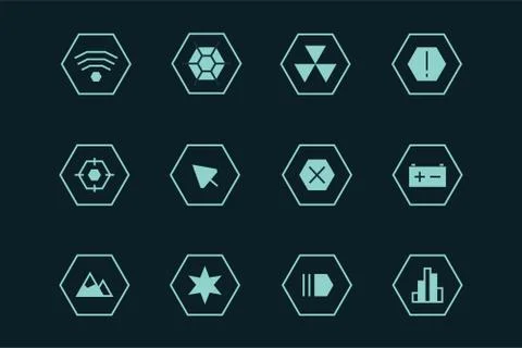 Outline vector UI technology icons set Stock Illustration