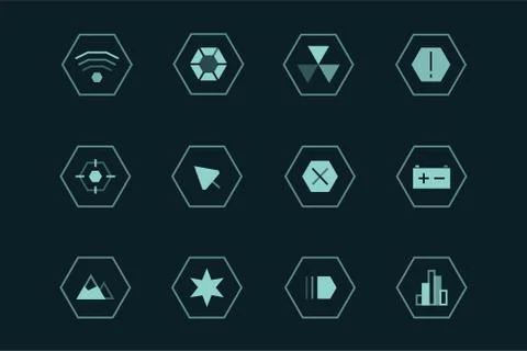 Outline vector UI technology icons set Stock Illustration