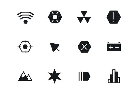 Outline vector UI technology icons set Illustrazione stock