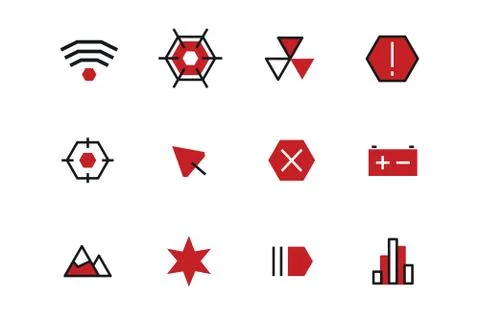 Outline vector UI technology icons set Stockillustratie