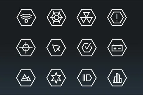 Outline vector UI technology icons set 库存插图