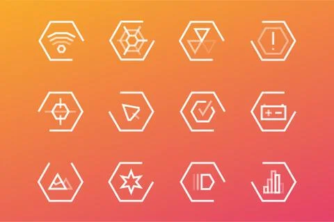 Outline vector UI technology icons set Stock Illustration