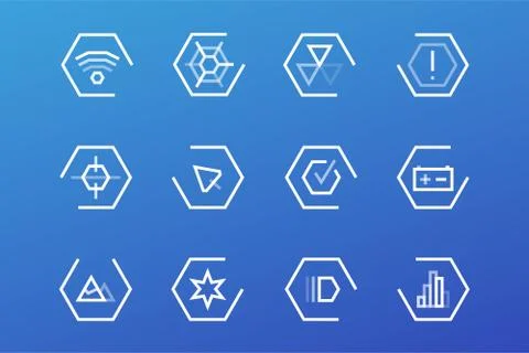 Outline vector UI technology icons set イラスト素材