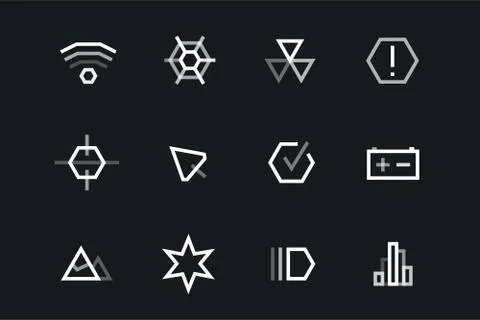Outline vector UI technology icons set 库存插图