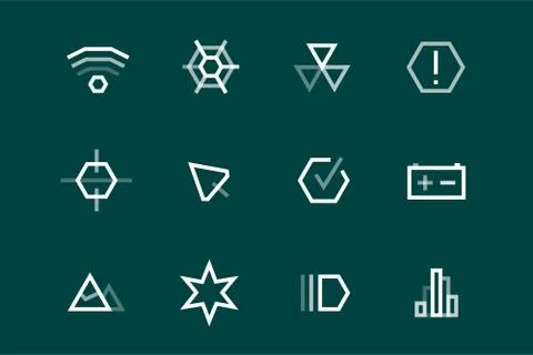 Outline vector UI technology icons set Stock Illustration