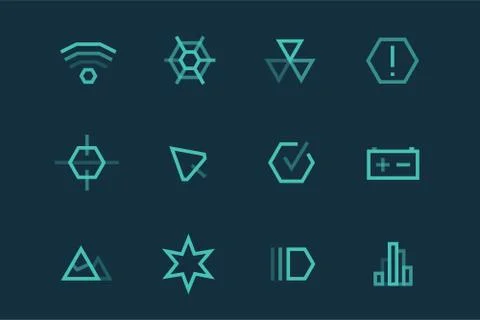 Outline vector UI technology icons set Stock Illustration
