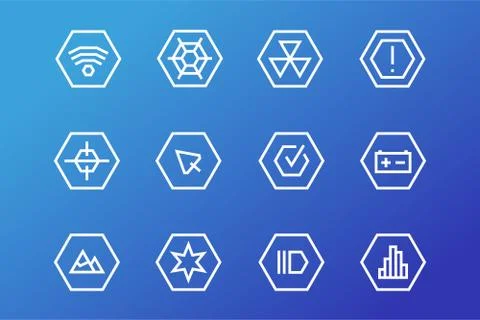 Outline vector UI technology icons set Stock Illustration