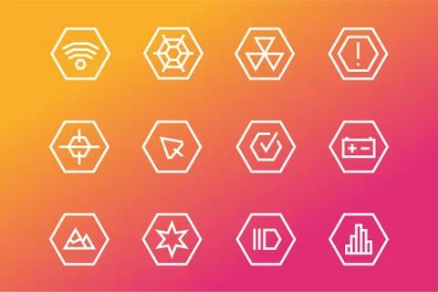 Outline vector UI technology icons set Stock Illustration