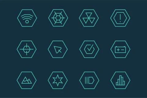 Outline vector UI technology icons set Stockillustratie