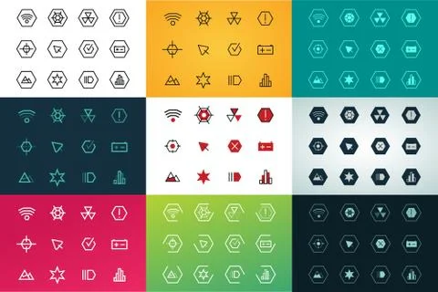 Outline vector UI technology icons set Stock Illustration