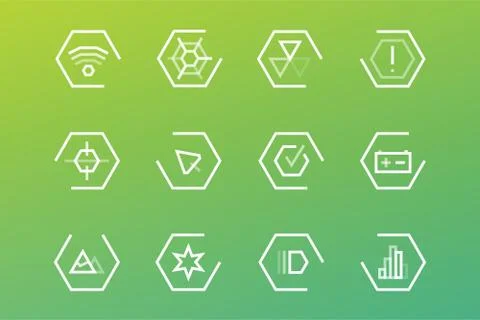 Outline vector UI technology icons set Stock Illustration