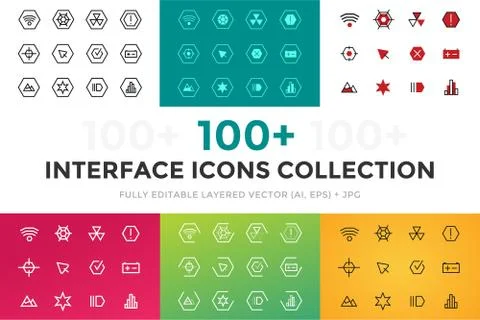 Outline vector UI technology icons set 스톡 일러스트