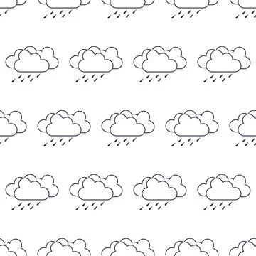 Outline vector weather icon seamless pattern. Meteorological symbol of cloudy イラスト素材