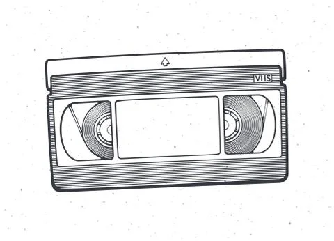 Outline of VHS cassette. Vector illustration. Video tape record system. Stock Illustration