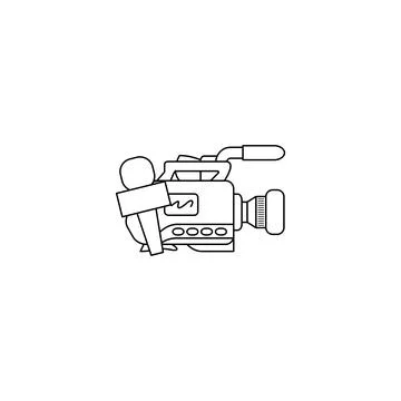 Outline video camera illustration. Vector Stock Illustration