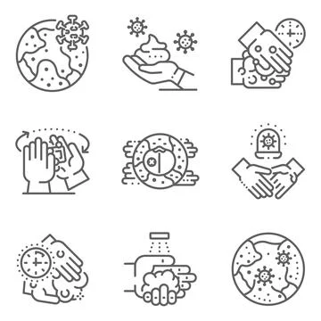 Outline virus spread set Stock Illustration