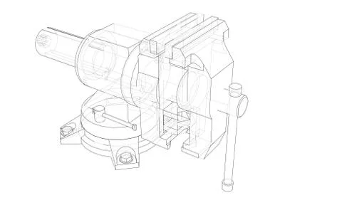 Outline vise vector. Wire-frame style Stock Illustration