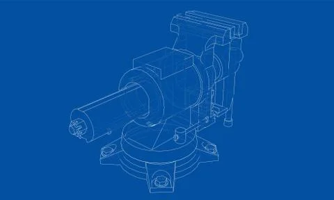Outline vise vector. Wire-frame style Stock Illustration