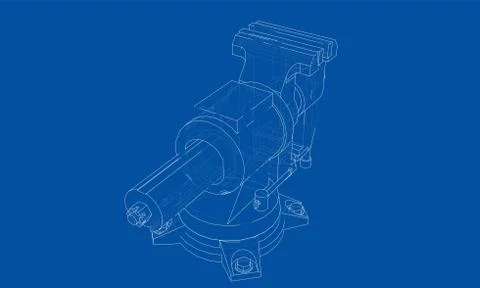 Outline vise vector. Wire-frame style Stock Illustration