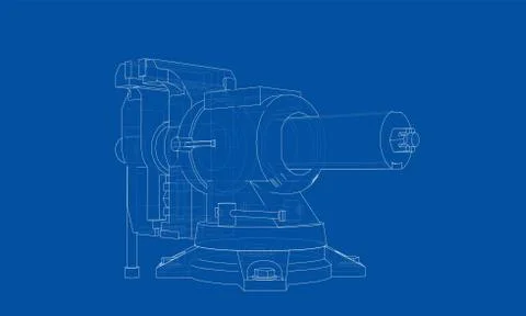 Outline vise. Wire-frame style Stock Illustration