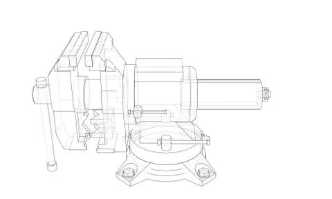 Outline vise. Wire-frame style Stock Illustration