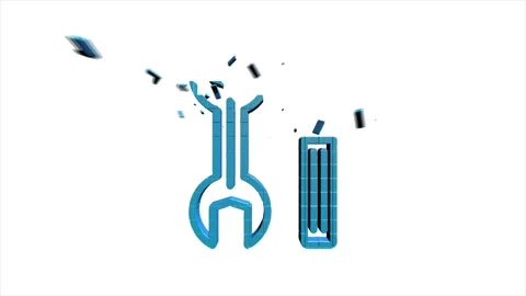 Outline web 3D pixel icons. Construction and home repair tools, building. Work Stock Footage 153872577