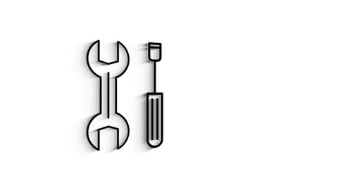 Outline web 3D shadow icons. Construction and home repair tools, building. Work Stock-Footage 153819076