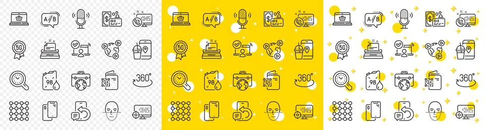 Outline Web call, Ab testing and Video conference line icons. For web app 스톡 일러스트