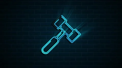Outline web neon icons. Construction tools, building. Work safety. Motion Vídeos de archivo 153830554