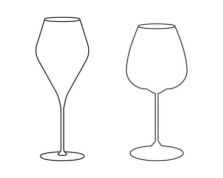 Outline Wide and Elegant Empty Wine Glass Wine Day Greetings Sticker Icon Stock Illustration