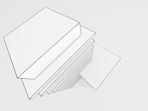 Outline wire frame model of an abstract building exterior, 3d Ilustración de archivo