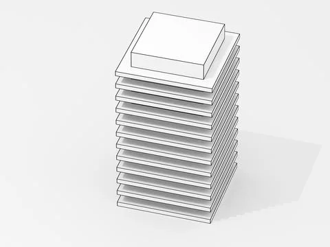 Outline wire frame model of a modern building exterior, 3d Ilustración de archivo