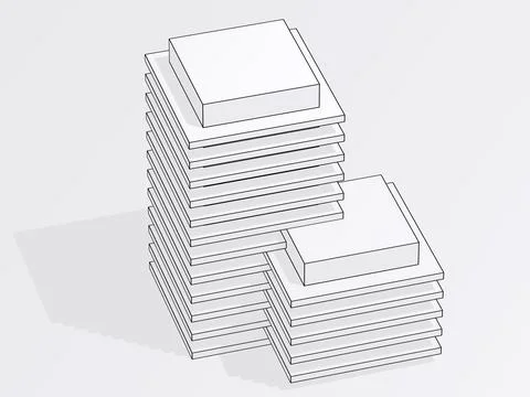 Outline wire frame model of an office building, 3d Ilustración de archivo
