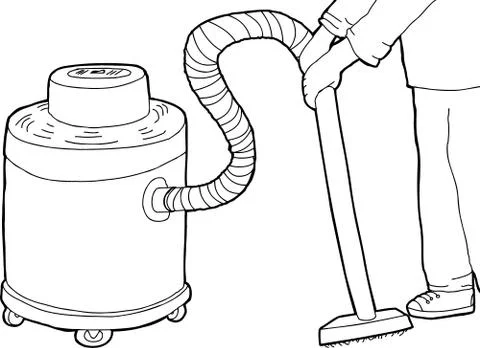Outline of Worker Using Vacuum Illustrazione stock