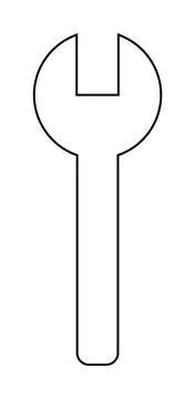Outline of a Wrench Tool in Simple Black Lines on a White Background Stock Illustration