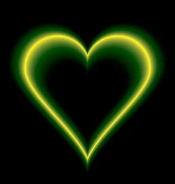 Outline yellow heart on Valentine's Day on a black background Stock Illustration