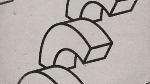 Outlined 3D arches, silkscreen print seamless loop Stock Footage 346768851