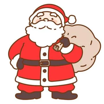 Outlined adorable and simple illustration of Santa Claus Stock Illustration