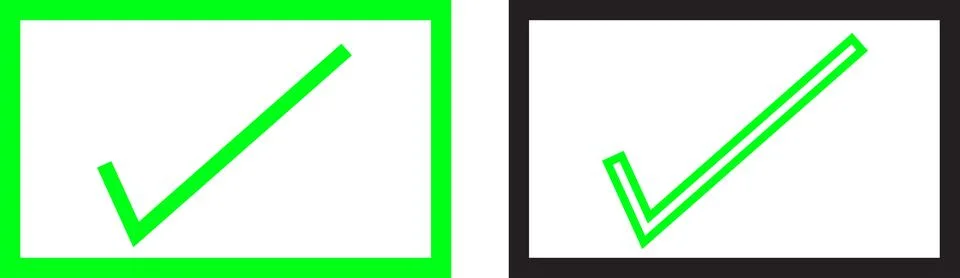 Outlined and Filled Tick Boxes in Neon Green and Black for UX UI Web Design Stock Illustration