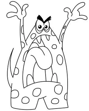 Outlined angry monster Stock Illustration