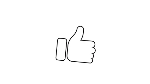 Outlined animated thumbs-up icon with shining lines on white background. Light Stock Footage 310793569