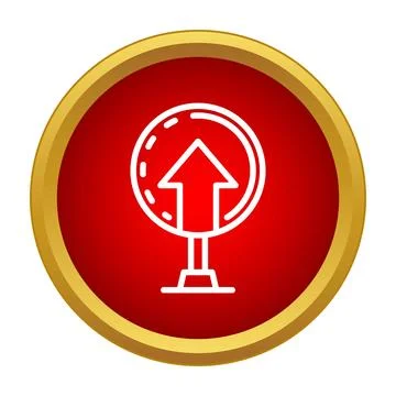Outlined arrow pointing up in a red circle icon Stock Illustration