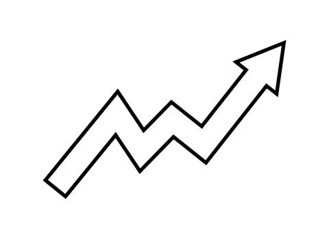 Outlined Arrow Pointing Up Right Direction Isolated on White Background Stock Illustration