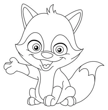 Outlined baby fox Stock Illustration
