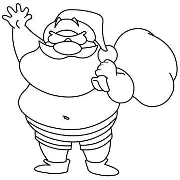 Outlined beach santa Stock Illustration