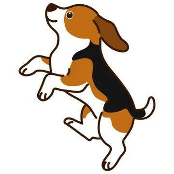 Outlined Beagle jumping in side view Stock Illustration