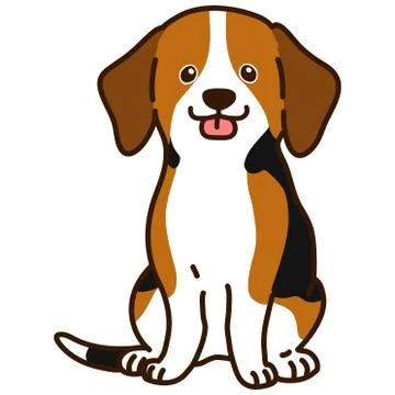 Outlined Beagle sitting in front view Stock Illustration