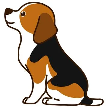 Outlined Beagle sitting in side view Stock Illustration